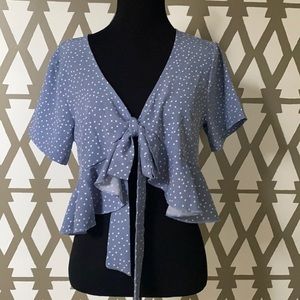 Women’s Blue Polka Dot Tied Crop Top